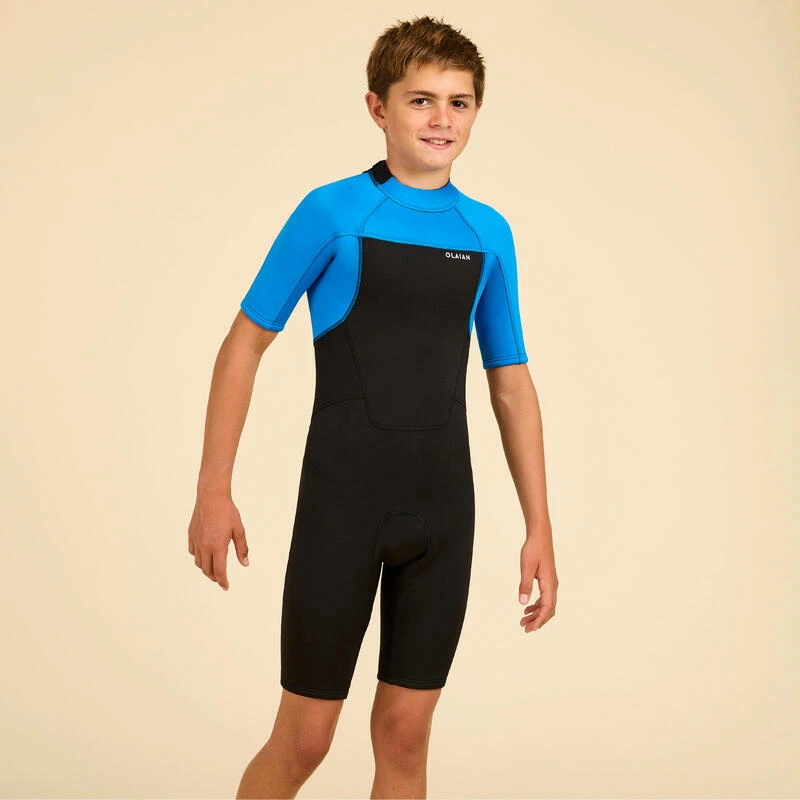 COMBINAISON SURF SHORTY 500 NEOPRENE 1.5MM GARCON BLEUE NOIRE â Image 2
