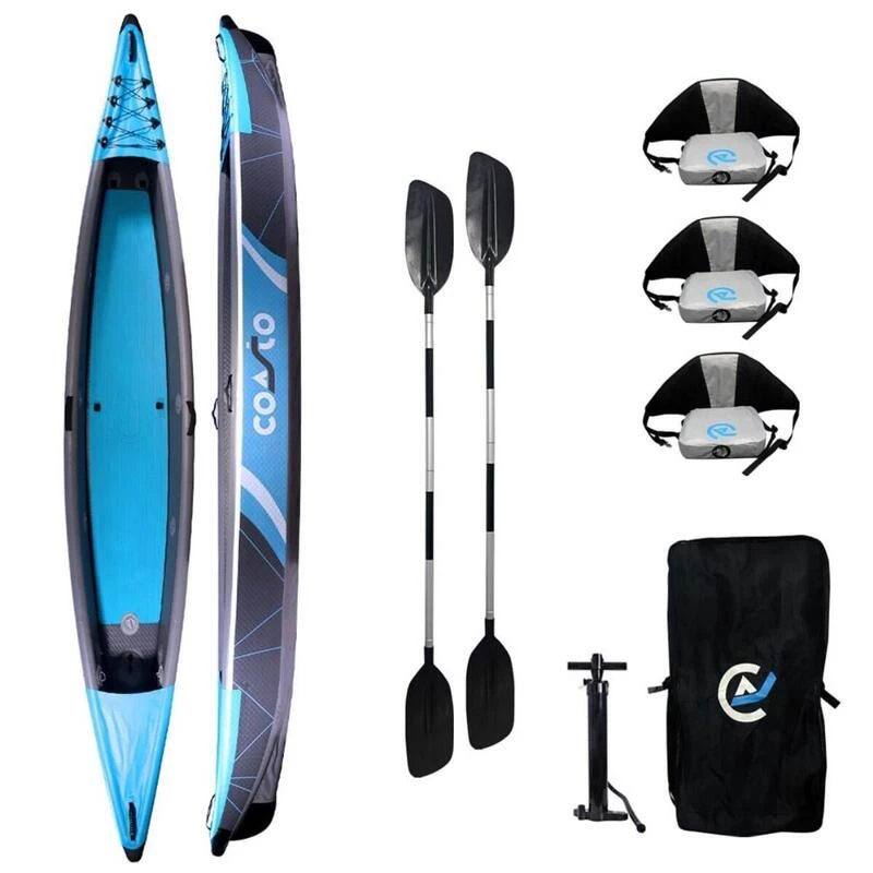 Kayak Gonflable Russel 3 Places - Max 260kg - 480x90cm (15'7x35") - Bleu