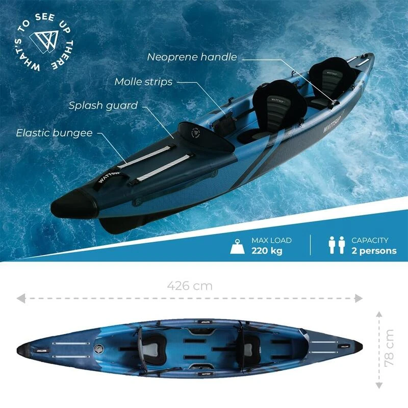 Kayak Gonflable TORPEDO 2P HP - 426cm/13'9x78cm/31' - DropStitch MAX 220 Kg â Image 4