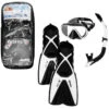 Mares Kit D'apnée Freediving PMT Palmes Masque Tuba Adulte X One Noir Blanc