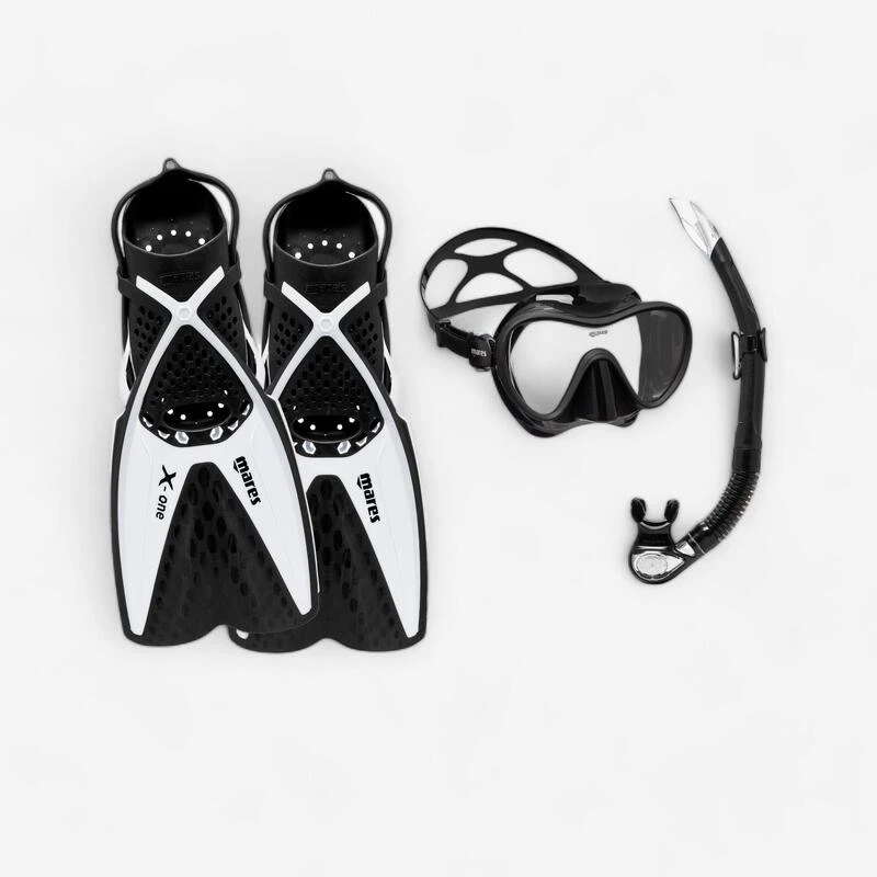 Mares Kit De Snorkeling Palmes Masque Et Tuba - Kit Tropical Noir Et Blanc