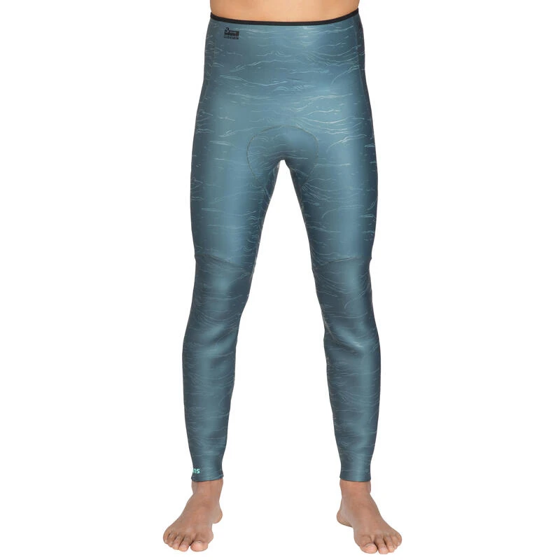 Pantalon De Combinaison D'apnée Freediving Néoprène 3mm FRD900 Gris Vert – Image 3