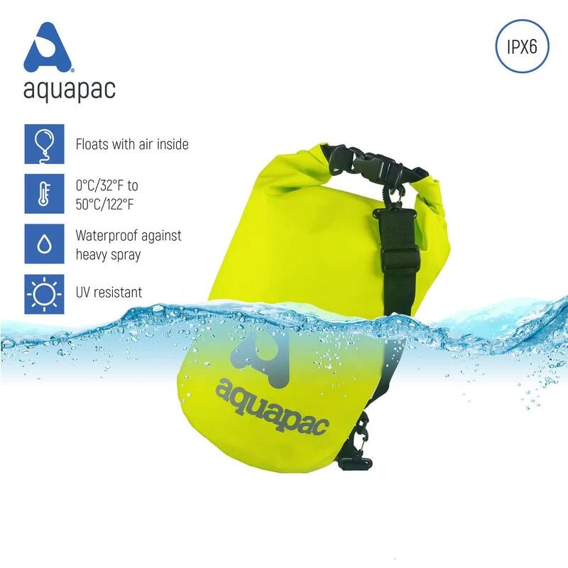 Aquapac Sac étanche 15L Heavyweight Avec Bandoulière Vert Acide – Image 2