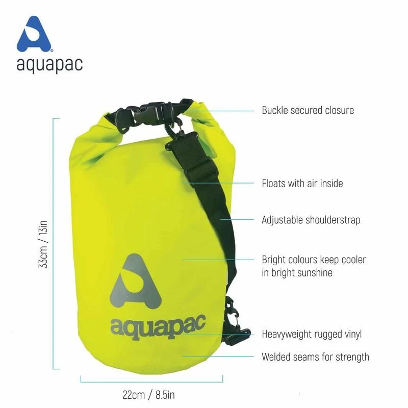 Aquapac Sac étanche 15L Heavyweight Avec Bandoulière Vert Acide – Image 3