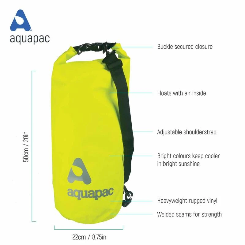 Aquapac Sac étanche 25L Heavyweight Avec Bandoulière Vert Acide – Image 3