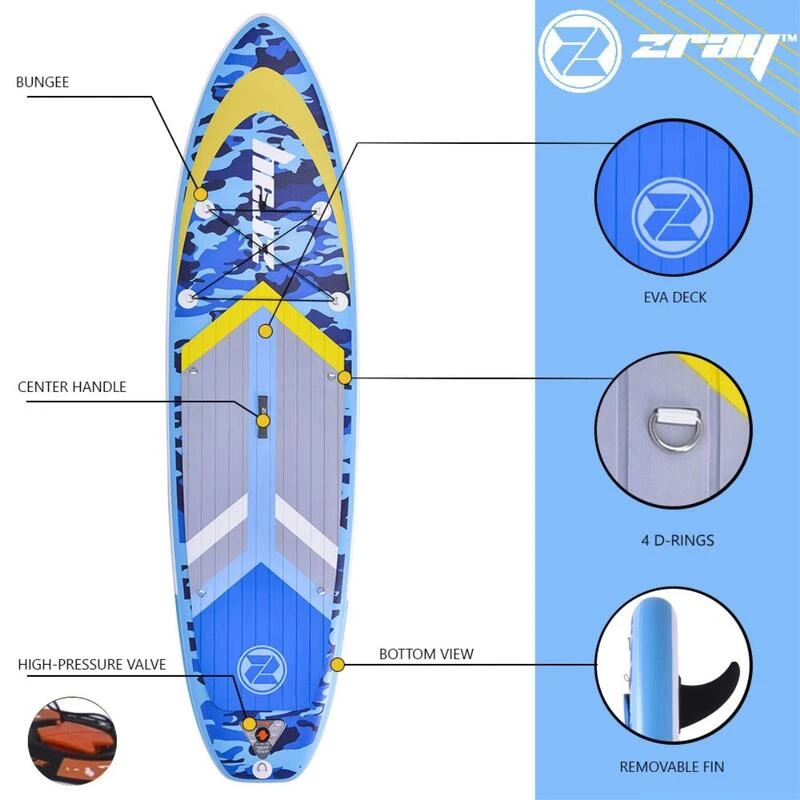 Zray SUP Gonflable Camo 10'8" Dropstitch 325x84x15 Cm (10'8x33"x6") - Option Kayak â Image 2