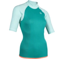Top Thermique NéoprÚne 100 Manches Courtes Femme Turquoise